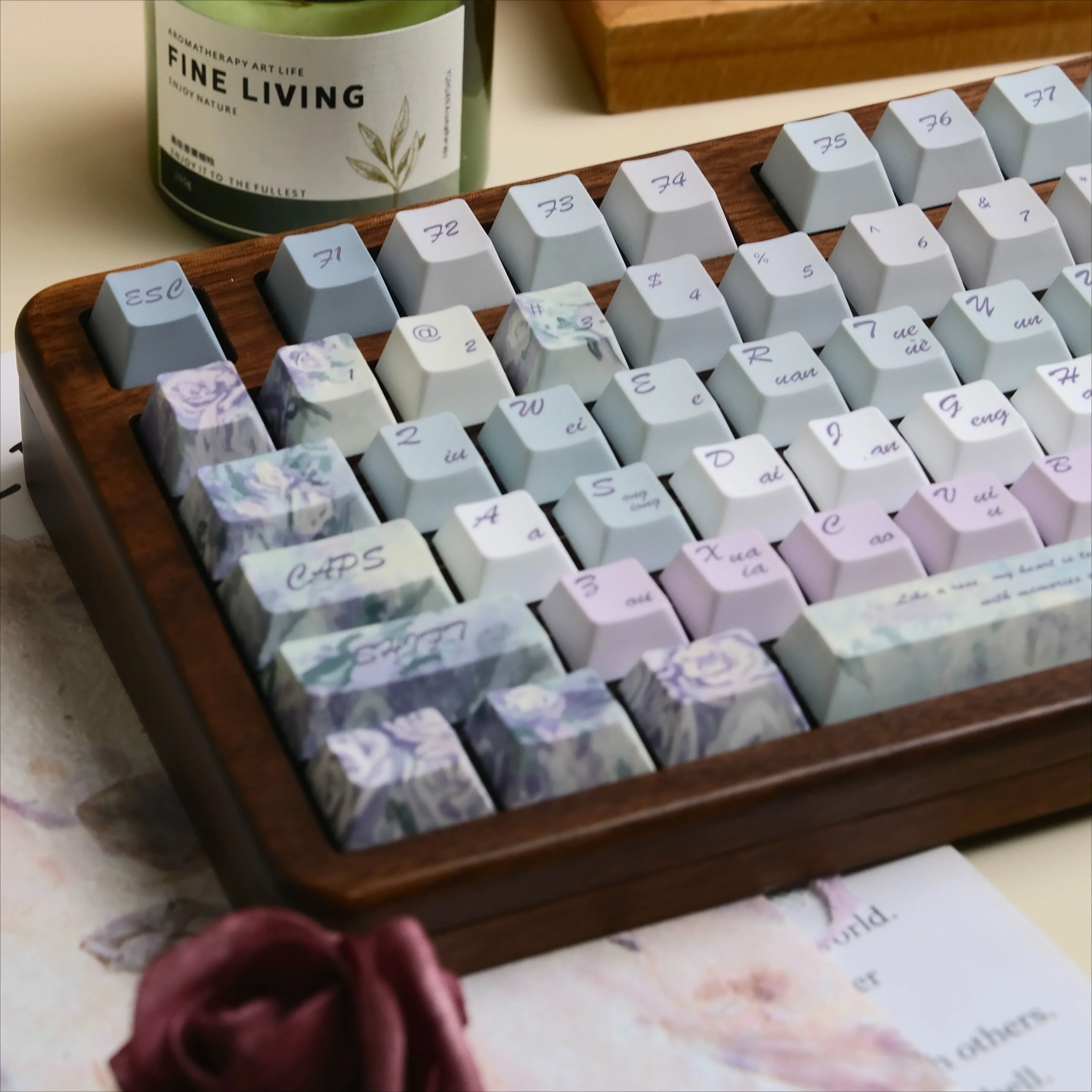 Twilight Rose Themed Keycaps Original Height