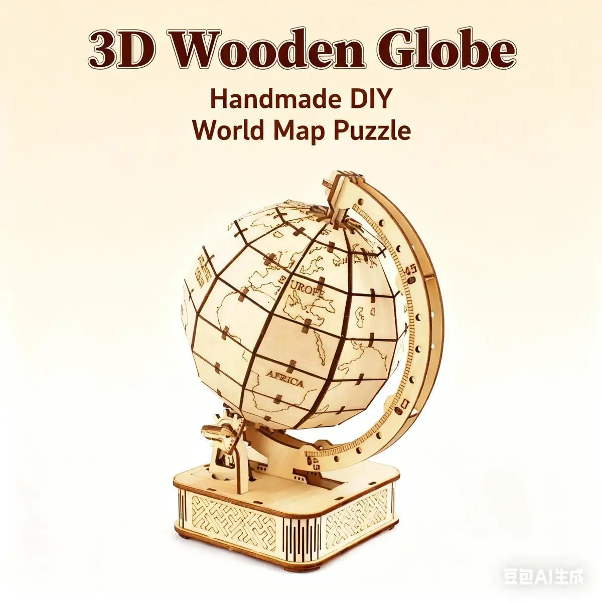 

Wooden Handmade DIY 3D Jigsaw Puzzle Globe Mechanical Assemble Building Block Geography World Map Earth Model For Teen Kids Gift