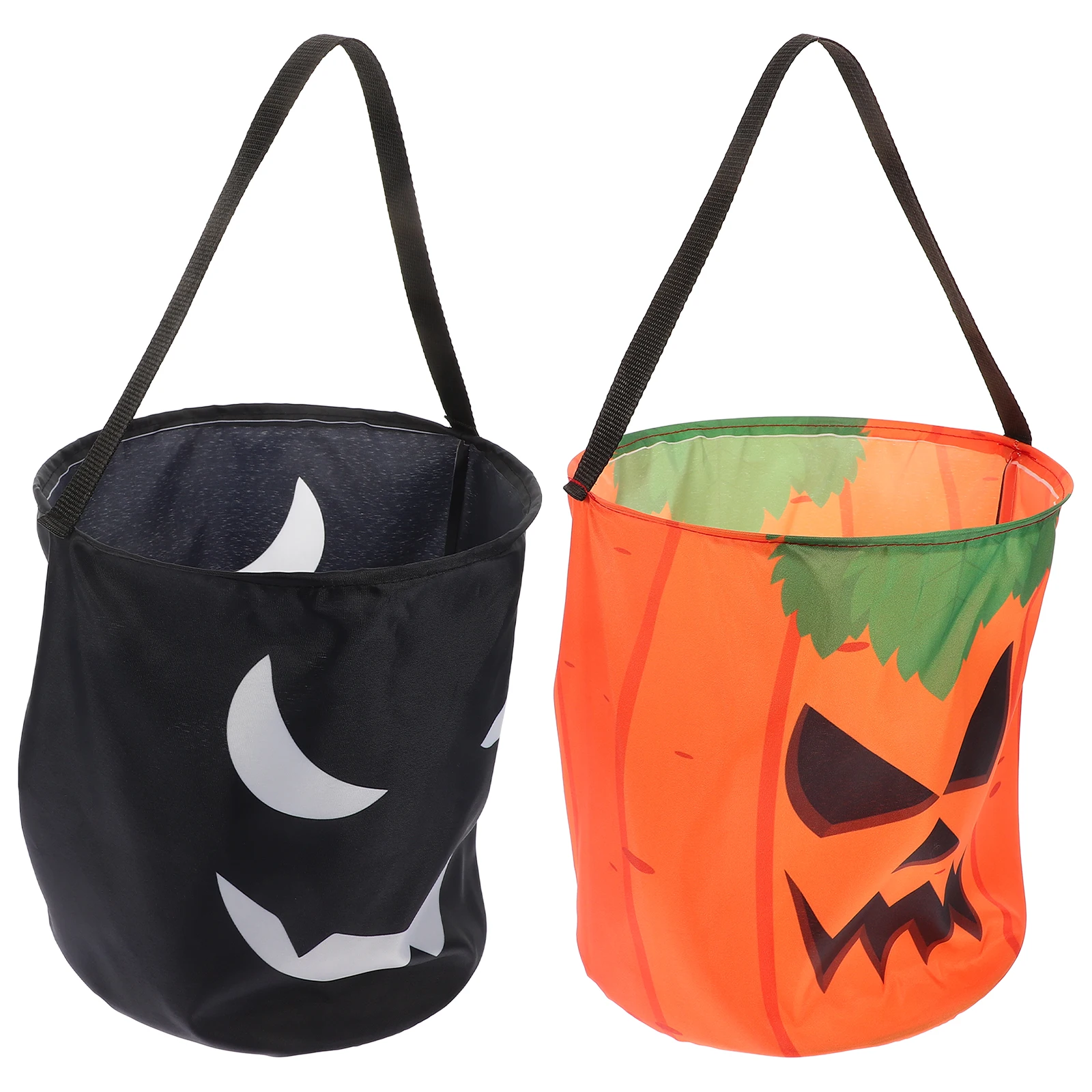 

2 Pcs LED Candy Bags Goodie Halloween Bucket Glow Gift Basket Treat Pumpkin Polyester Light Buckets with Handle for s