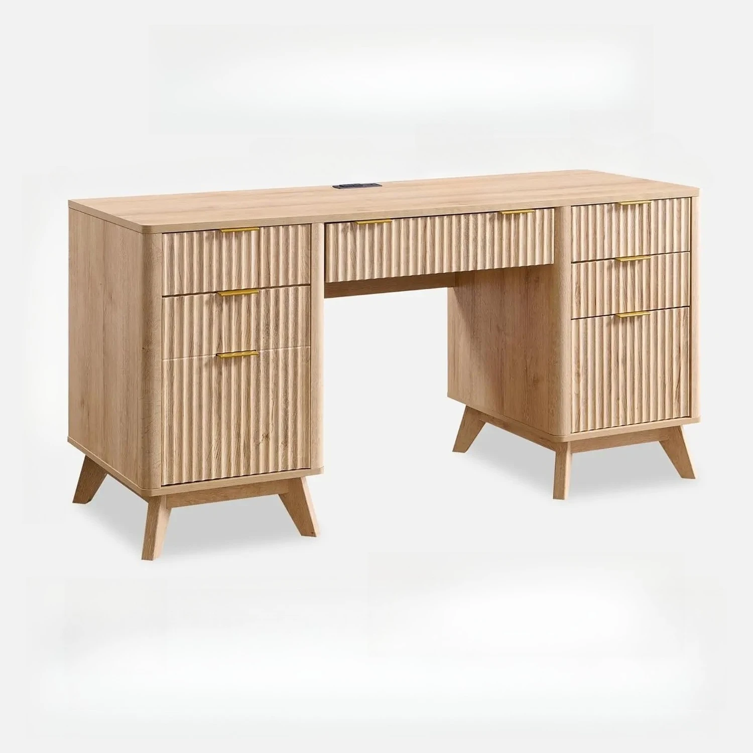 

Рабочий стол руководителя с рифленой отделкой и ящиками, современный компьютерный стол для домашнего офиса 60 дюймов с зарядной станцией и файловым шкафом