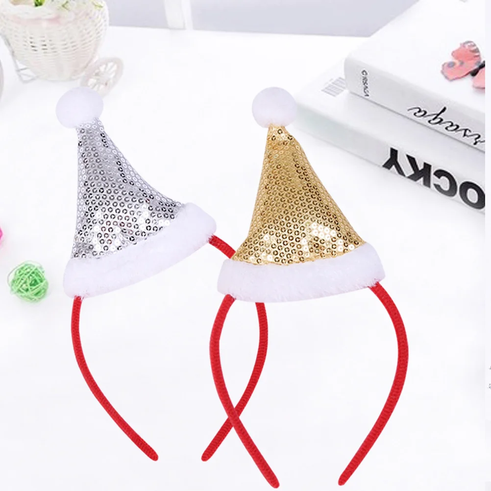 

4Pcs Shiny Christmas Headwear Sparkling Sequin Hair Hoop for Women Festival Party Favor Supplies Eye-Catching Decor Red