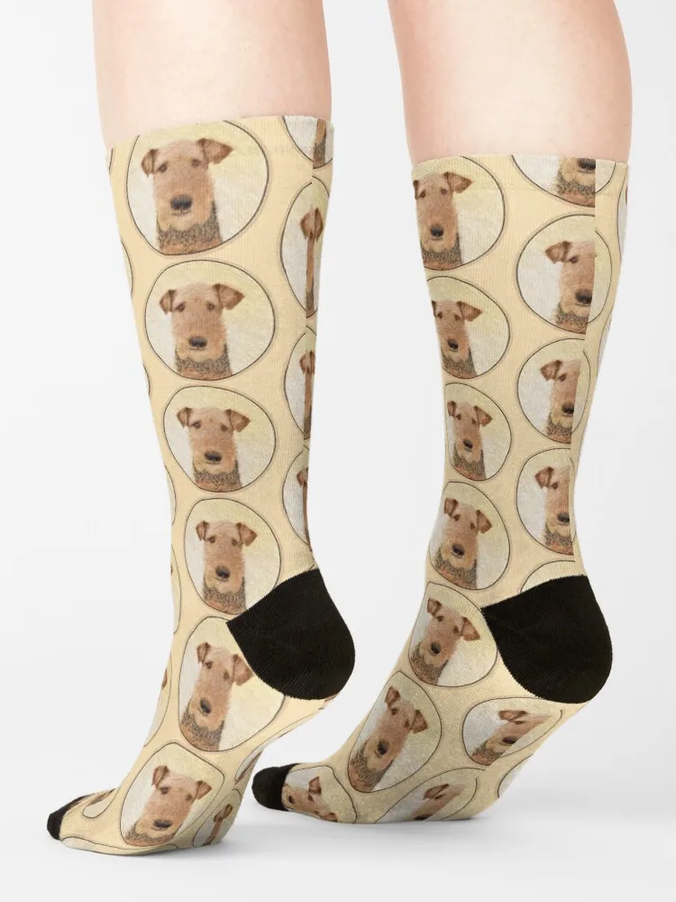 Airedale Terrier-calcetines de fútbol antideslizantes para hombre y mujer, Medias móviles