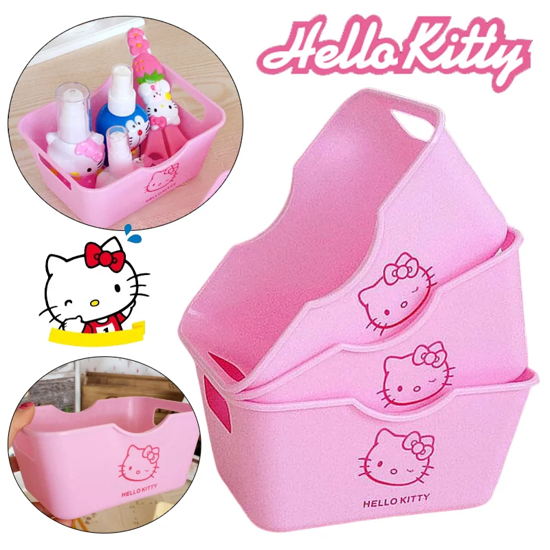 Sanrio Hello Kitty Mini Storage Box Cute Cartoon Plastic Cosmetic Storage Box Fashion Desktop Sundry Organizer Boxs Jewelry Box