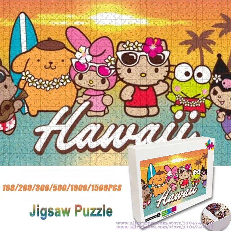 

Sanrio Hello Kitty Puzzle Jigsaw Cartoon Anime Characters 108/200/300/500/1000/1500Pcs Intelligence Puzzles for Kids & Adults