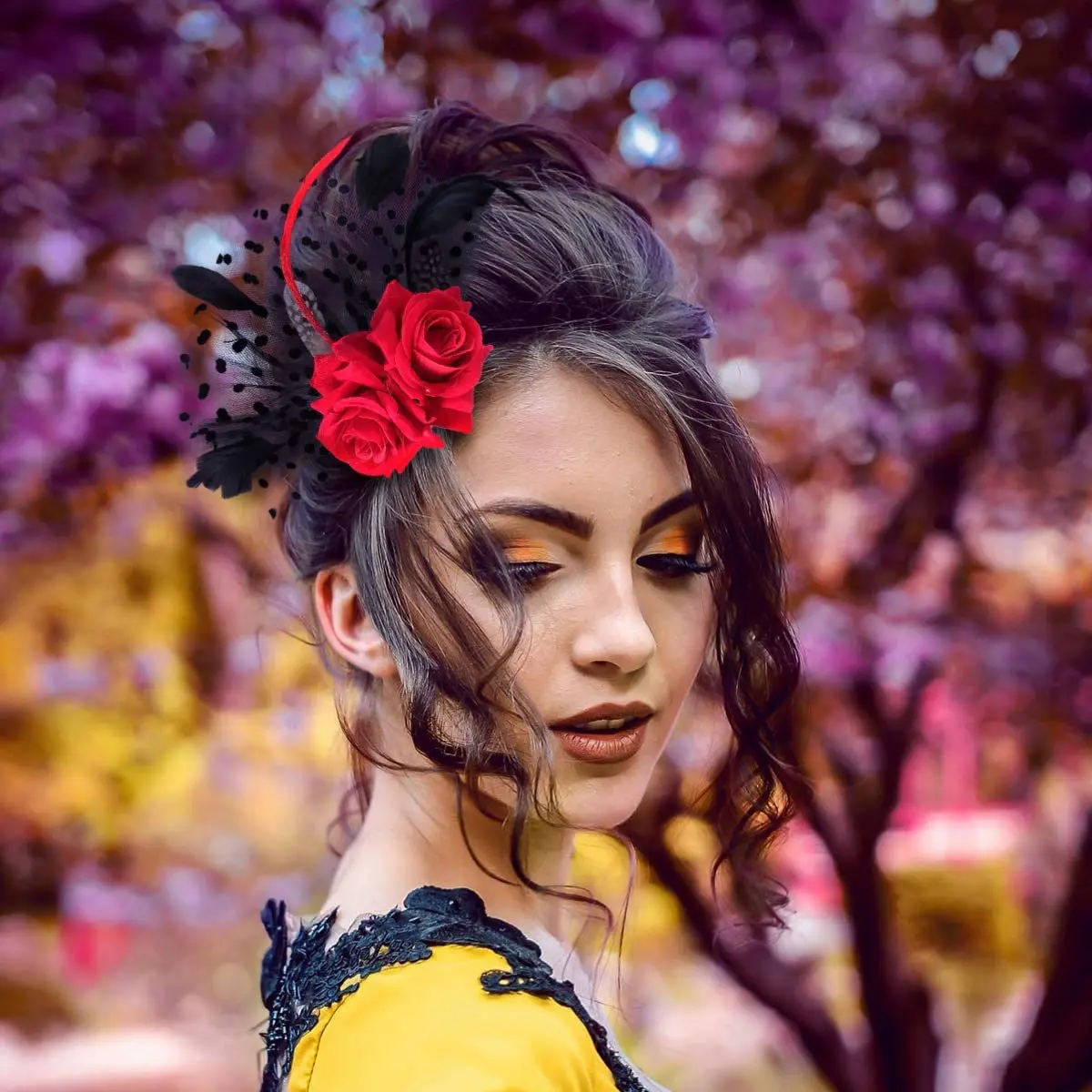 Gorgeous Rose Hair Clip Bridal Floral Headpiece Made of Simulated Rose Lace for Wedding Prom Pageant Garden Party Hair