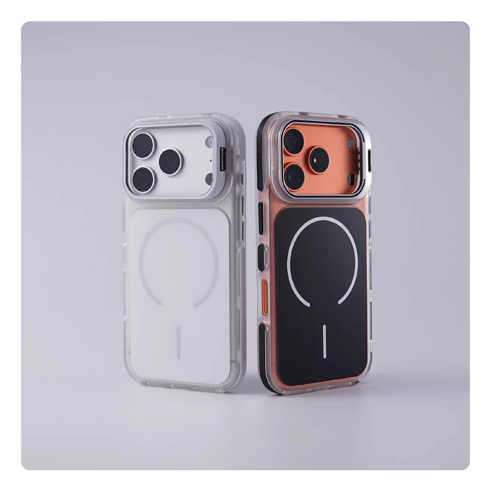 Luxuriöse Matte Stoßfeste Magnetische Schutzhülle für iPhone 18 17 Pro Max 16 15 14 Plus 13 12 mit Magsafe Objektivschutz und Ständer – Detail 2