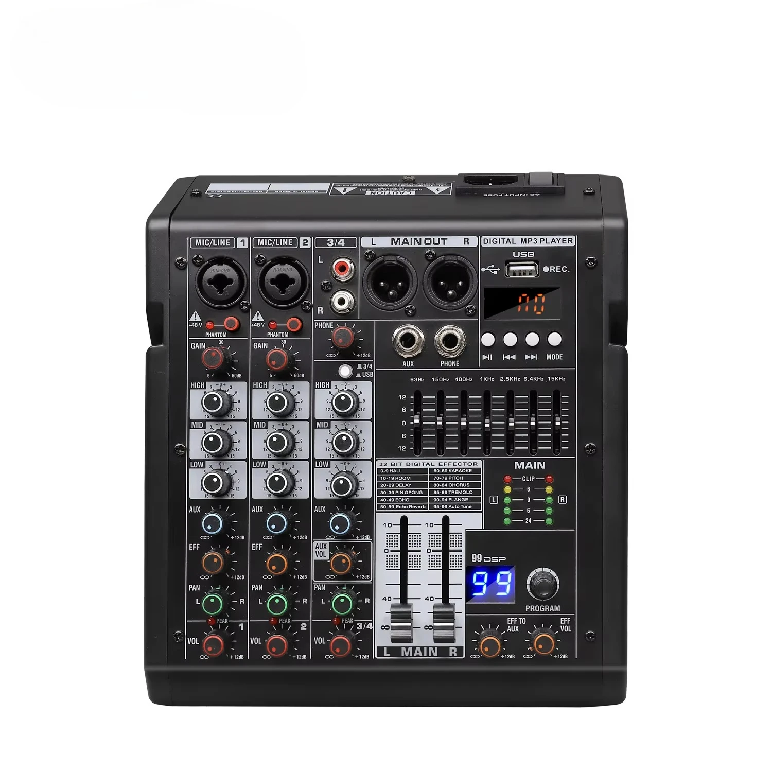 for GAX-TDS4 Professional mixer DJ sound controller 7-band graphics EQ 99DSP effect for computer recording XLR microphone jack