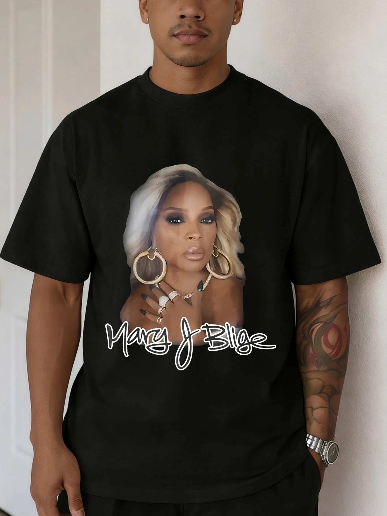 

Mens Retro Y2K Mary J Blige Graphic Streetwear Oversized Cotton Short Sleeve Summer Casual Gift T Shirt For Him