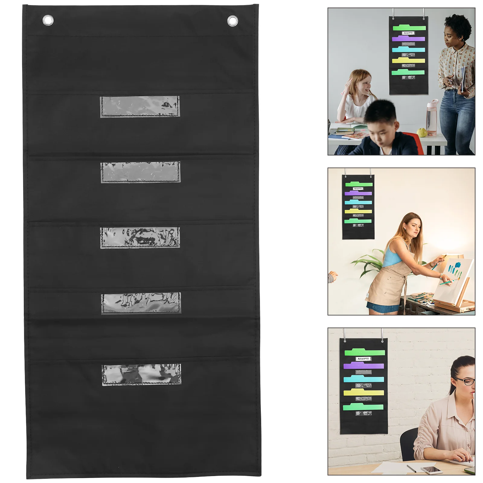 

Hanging File Storage Case Wall-mounted Folder Organizer Magazine Display Bag 420d Nylon Material Paper Holder