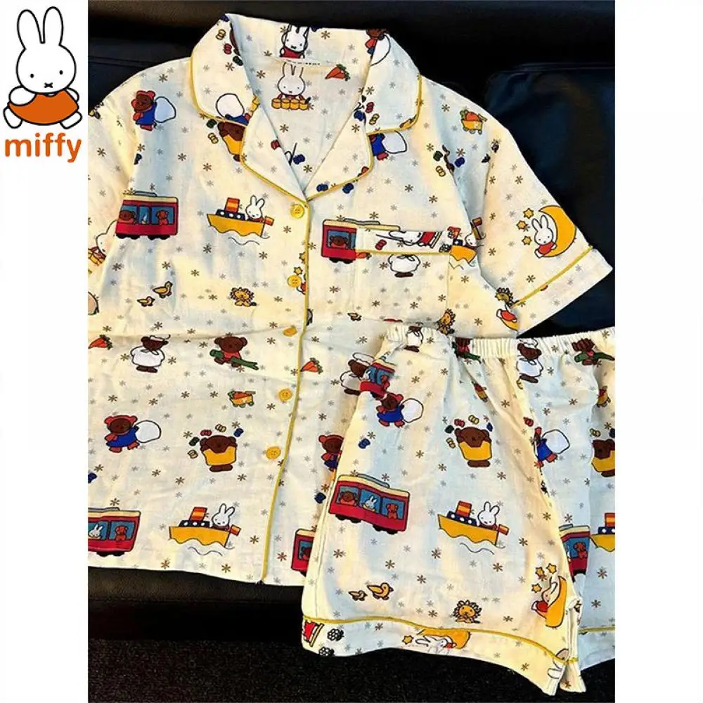 

Miffy Rabbit Kawaii Summer Girls Pajamas Cute Cartoon Sweet Wind Comfortable Loose Home Clothes for Friends Birthday Gifts