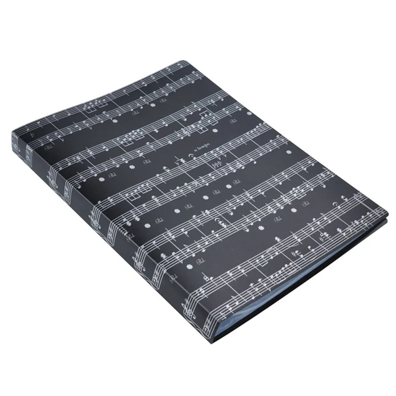 ABUE-PP Carpeta de almacenamiento de papel para archivos de partituras negras Soporte para documentos Archivos de hojas en blanco Plástico Tamaño A4 40 bolsillos (Foja de música B