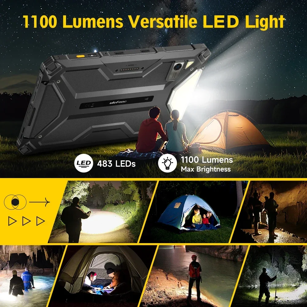 Ulefone Armor Pad 4 Ultra 5G Robustes Tablet Android IP68/IP69K Smart Pad 11800 mAh Akku 8 GB + 256 GB 10,36 Zoll LED-Licht Tablets PC