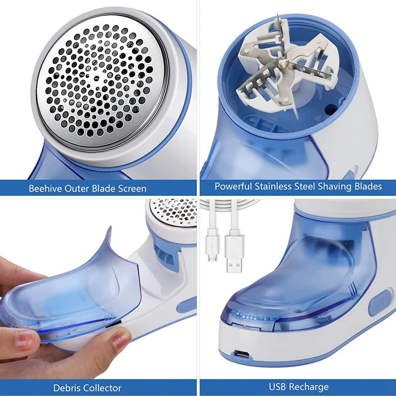 Removedor de pelusa eléctrico, removedor de pelusa de tela, removedor de bolas de ropa, removedor de pelusa recargable con Cable de carga USB