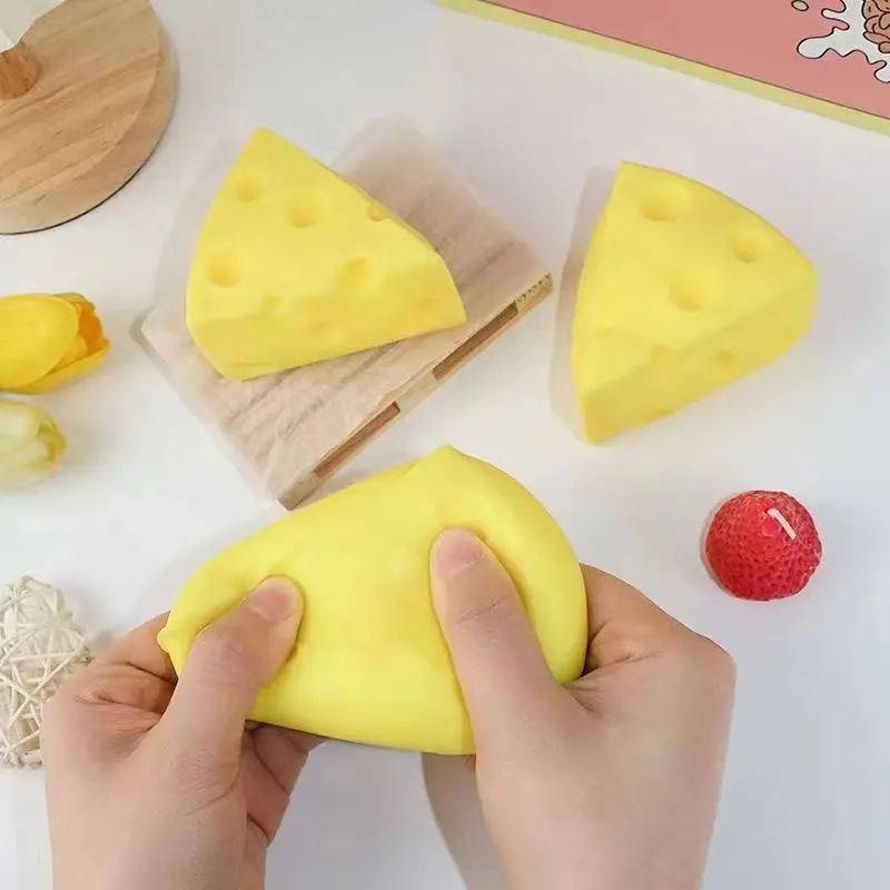 Squeeze Toy Simulation Cheese Squeeze Toys Sticky Soft Decompressing Pinching Cheese Cute Slow Rebound Relief Relax Toys