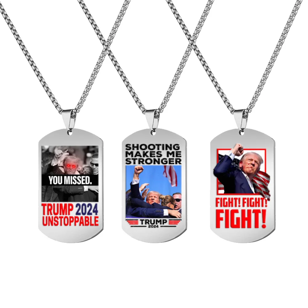 2024 Trump Unstoppable Fight Fight Fight Pendant Necklace Hot Fashion Titanium Steel Jewelry You Missed Funny Choker Chains Gift