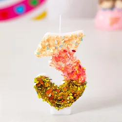 3 ° numero candele di compleanno ragazza buon compleanno Cake Topper candela Glitter colorata forniture per feste di anniversario di matrimonio regali per bambini