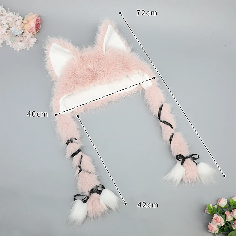 Chapeau de chat Stardust rose pour femme, bonnet d'oreille chaud en peluche pour fille, vêtements de sauna mignons, accessoires de costume de cosplay Lolita, automne, hiver