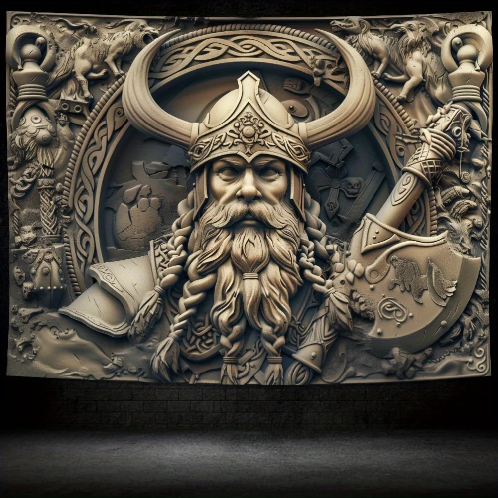 Viking Warrior Tapestry Perfect For Home Decor Adding A Touch Of Historical And Mythical Charm To Your Living Space