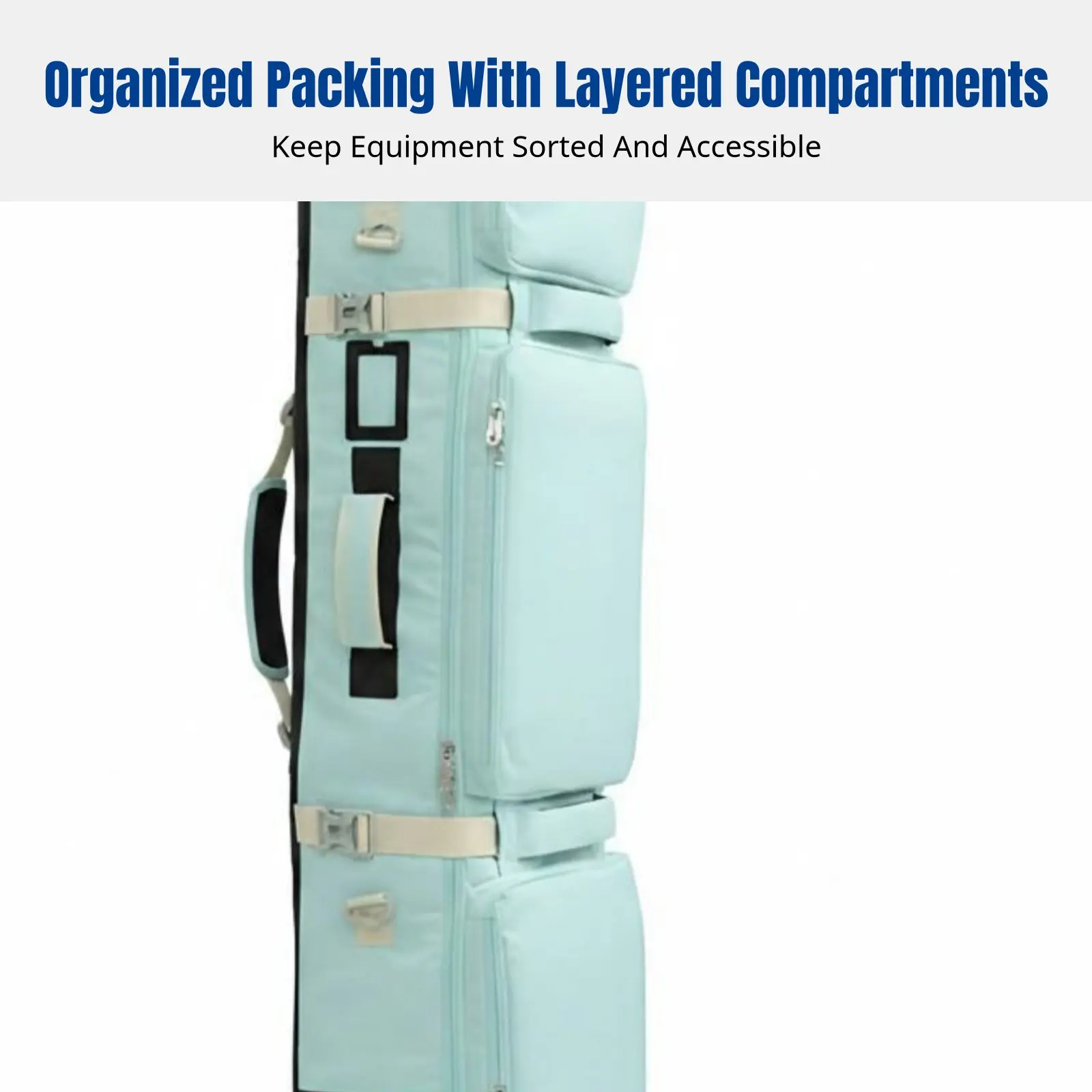 

Ski Bag with Wheels, Snowboard Backpack, Double Shoulder Straps, Large Capacity, Fits Single & Double Boards, Ski Gear Set, New