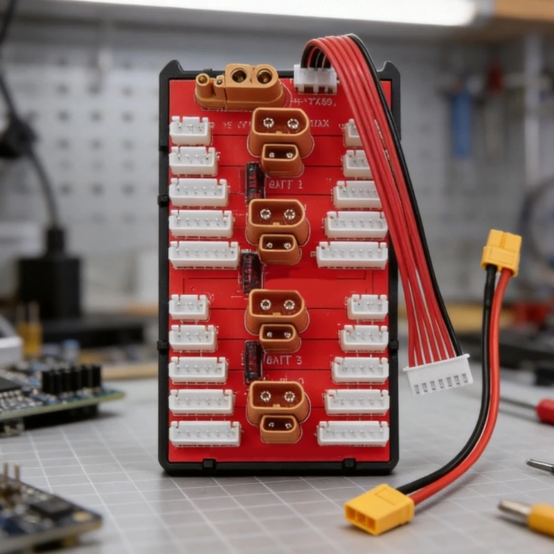 Parallel Charging Board with XT30/60 Connectors, 4 Channel Cell Board for 2S-6S Battery Packs with Cable for F19E