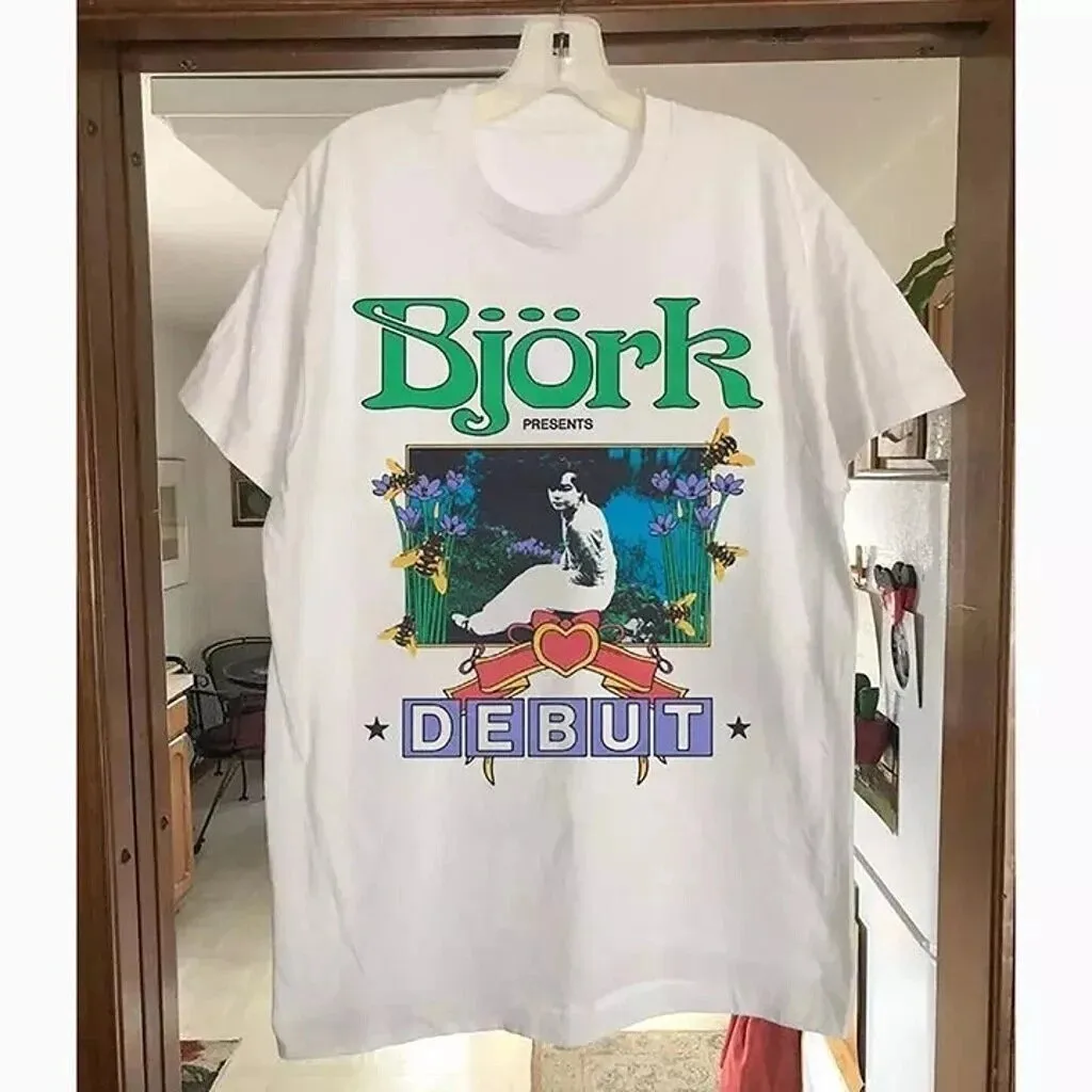 Bjork Presents Debut Concert Tour White Design Unisex Tshirt Reprint S-5XL