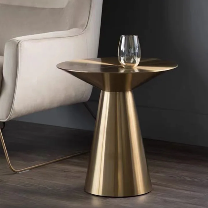 Titanium original color all stainless steel edge table, conical simple living room, hotel lobby, club corner table