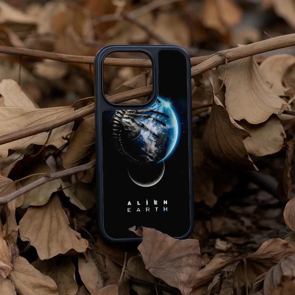 

TV A-Alien E-Earth Phone Case For iPhone 16 15 14 13 12 11 Pro Max Plus Black Frame Acrylic Carbon Fiber Hard Shell