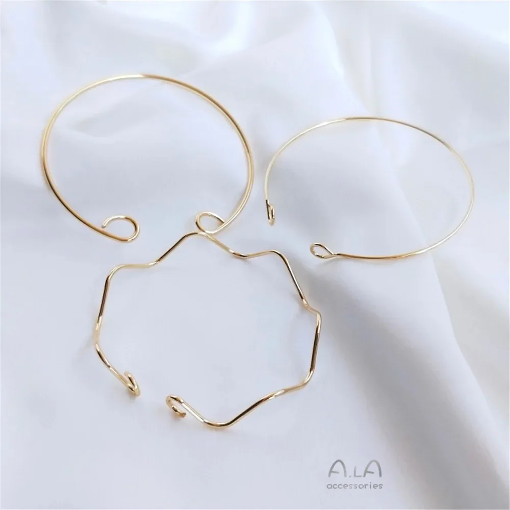 14K Gold Plated C shape wave bracelet diy open collar Bracelet base accessory