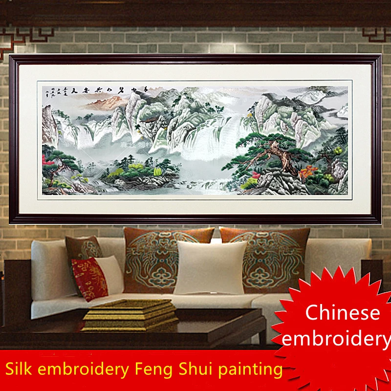 Embroidery landscape painting Chinese painting horse to success living room study hotel tea restaurant mural Su embroidery gift