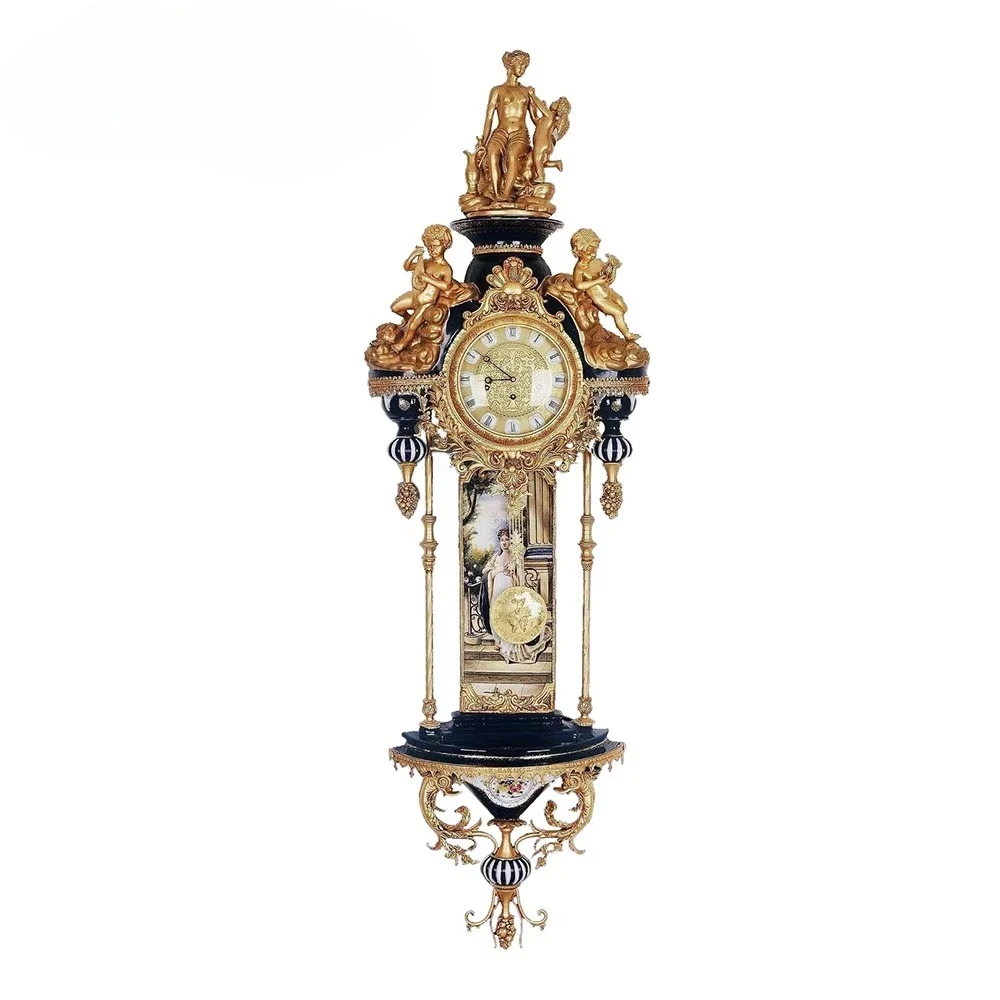 Clock Home Use Creative French High-end Villa Living Room Ceramic Craftwork Copper Decoration Light Luxury Clock