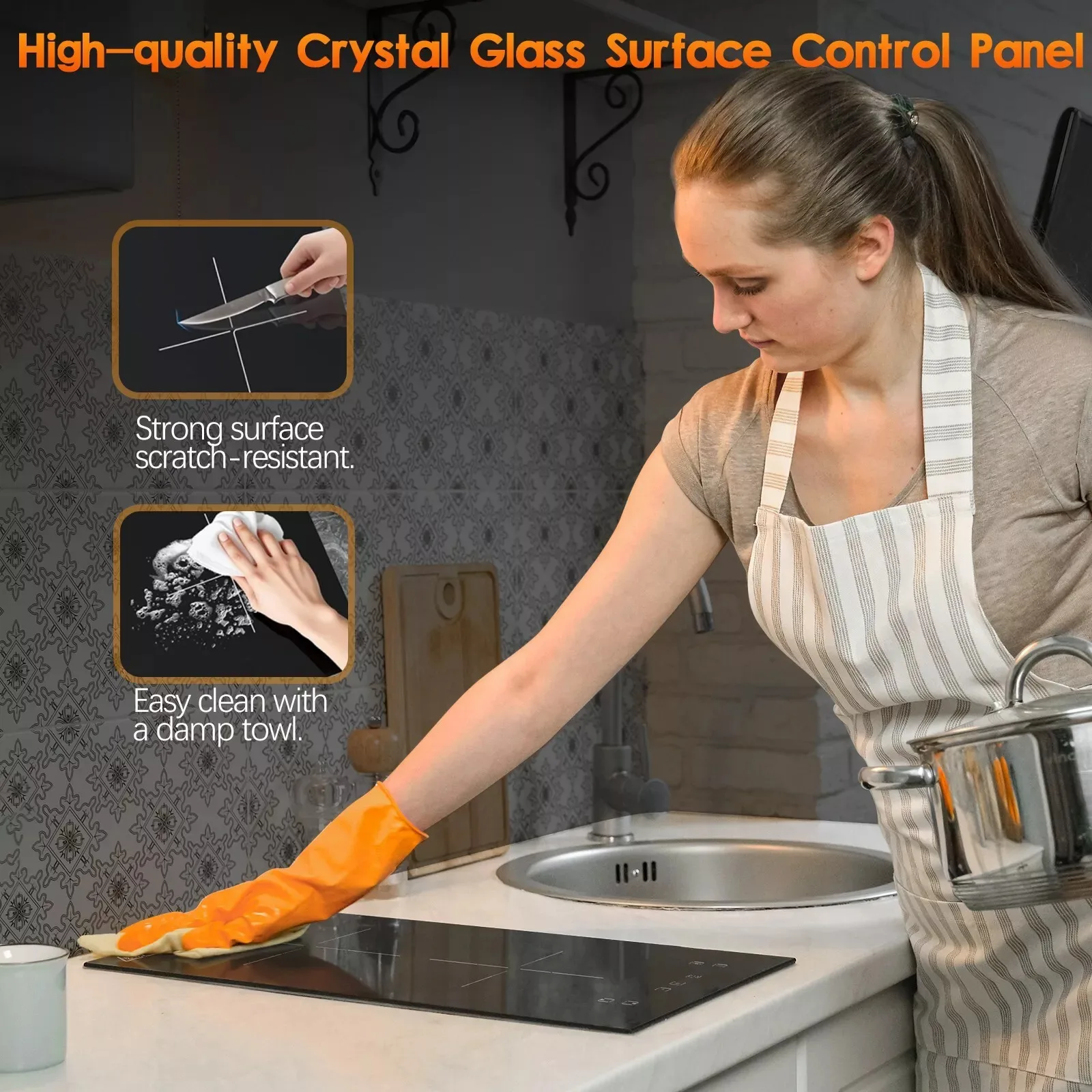 KICHPOWER 30 سم 2 لوحات 1-99 دقيقة مؤقت تحكم باللمس 3300 وات موقد حثي #6