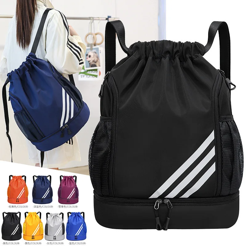 

New drawstring pocket school women backpack travel, large capacity folding backpack for men's sports basketball bag