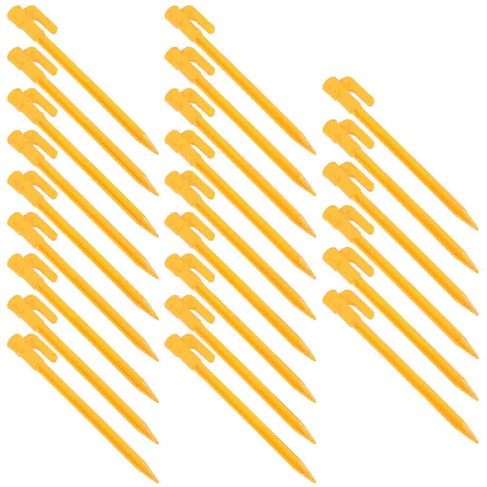 

24 Pcs Artificial Grass Plastic Tent Stakes Outdoor Pegs Beach Heavy Camping Yellow Spiral Shape Nail