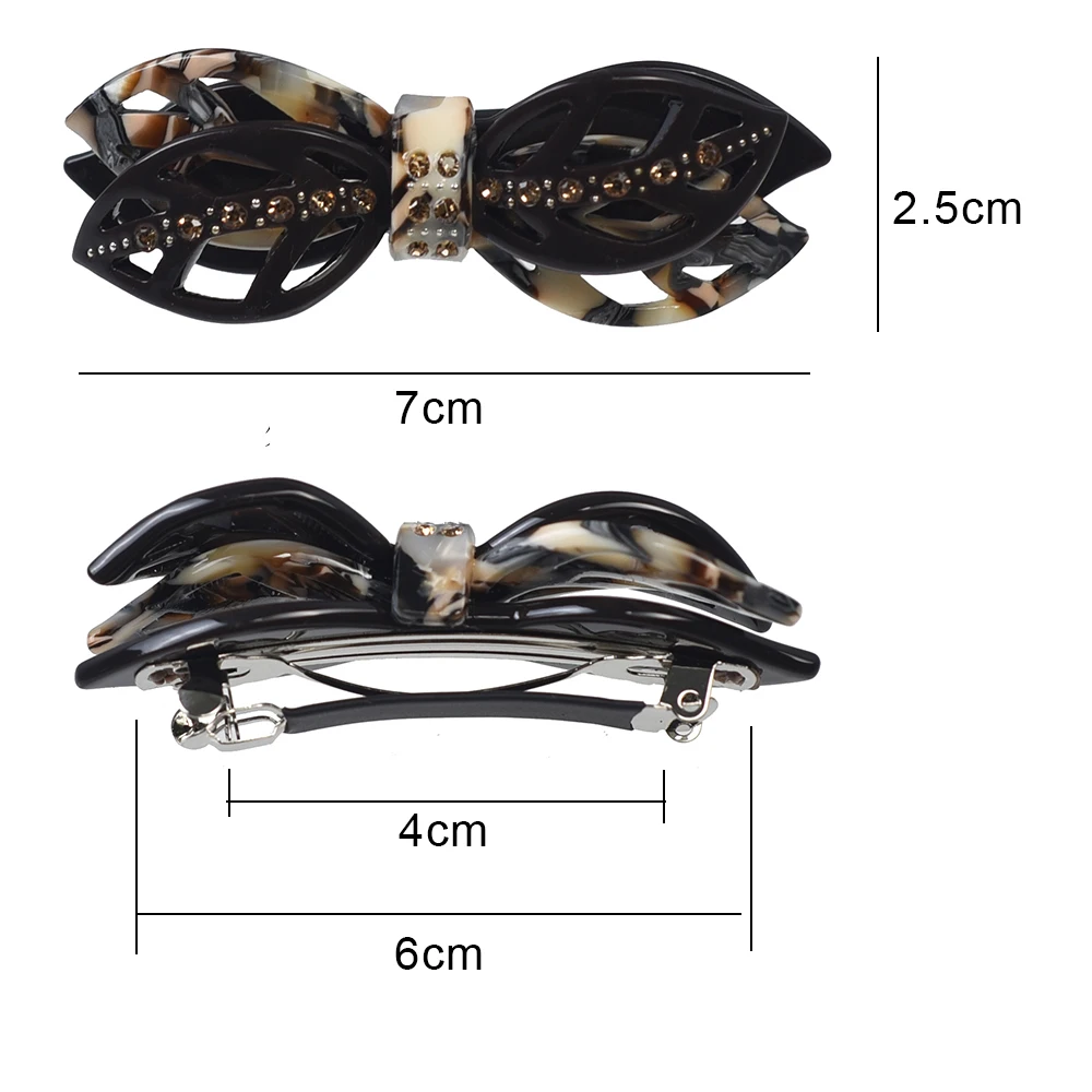 Women Headwear Acetate Cute Hair Clip For Girls Bow Hair Barrettes Fashion Rhinestone Hair Accessories For Women