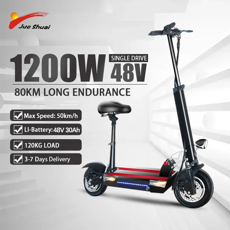 Commuter Seated Adults Electric Scooter 110KM Long Range 30AH Lithium Battery 55km/h Speed Folding Kick Escooter Light Weight