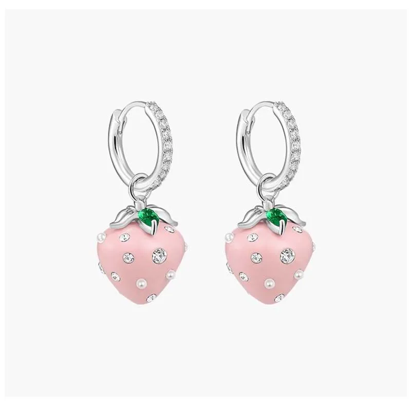 Strawberry Season Pink Earrings Women's 2024 New Trendy Cute Stud Earrings Earrings Niche Ear Jewelry Design Sense of Luxury