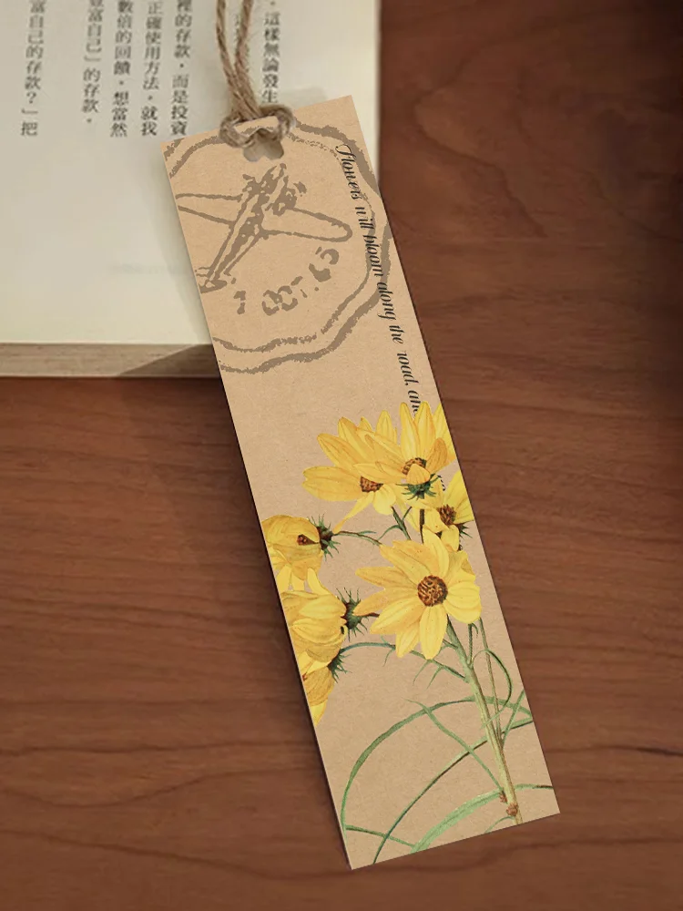 30pcs Vintage plants and flowers bookmarks Reading pages Books annotated paper cards Students Creative gift message cards