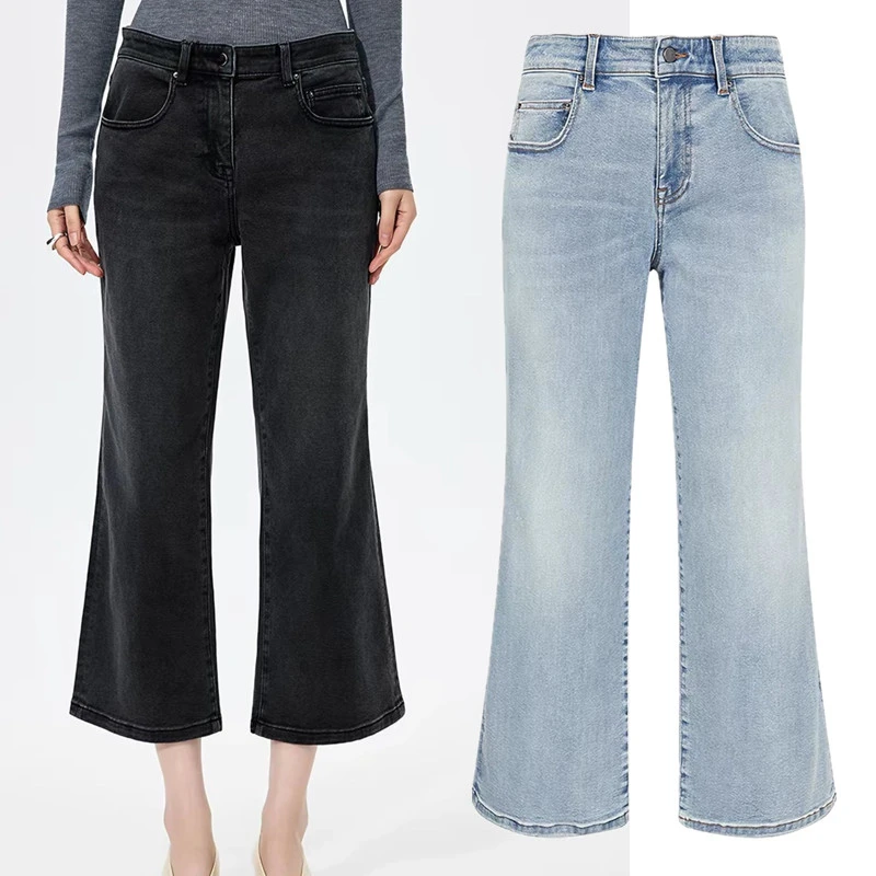Maxdutti Southern French Minimalist Denim Cropped Denim Pants Look Skinny Jeans Women's Denim Pants Woman Clothes Women's Jeans