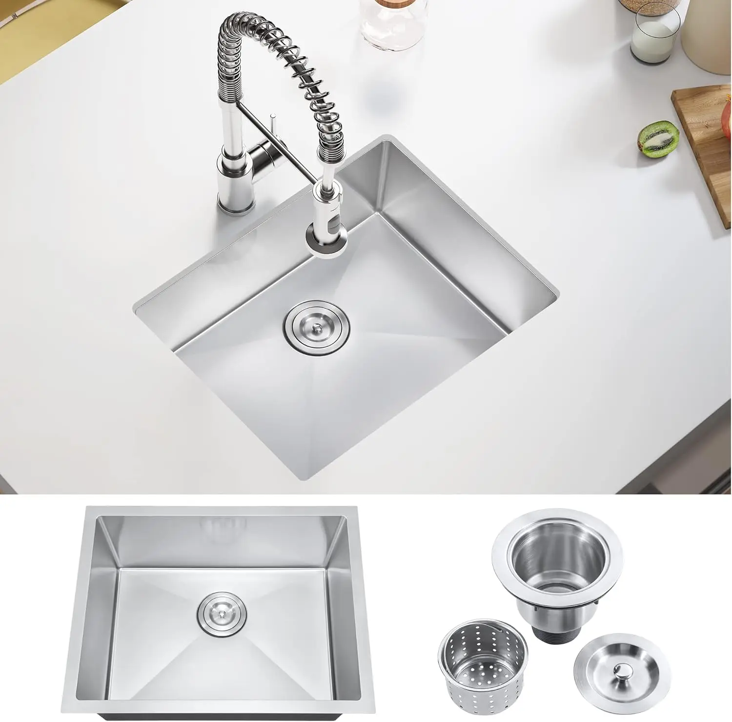 

Nano Coating Stainless Steel 30 Inch Single Bowl Undermount Kitchen Sink Durable Kitchen Sink Silver Easy to Clean