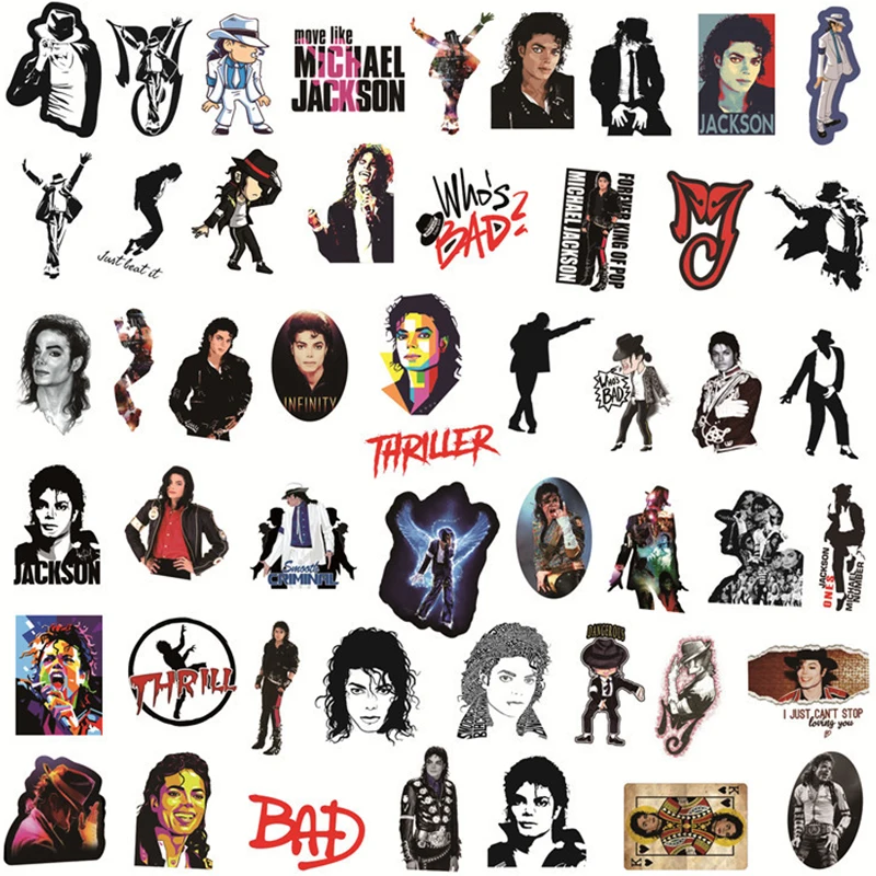 50PCS Rock singer Michael Jackson Cartoon Figure Sticker Laptop/skateboard Theme Party Waterproof Decoration anime Stickers