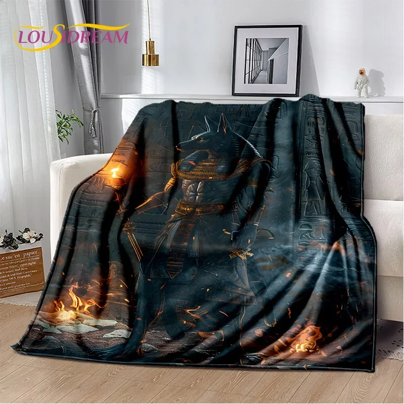 2025 Ancient Egypt Death Anubis Pharaoh Horus Mythology Soft Blanket,Soft Throw Blanket for Home Bedroom Bed Sofa Cover Child
