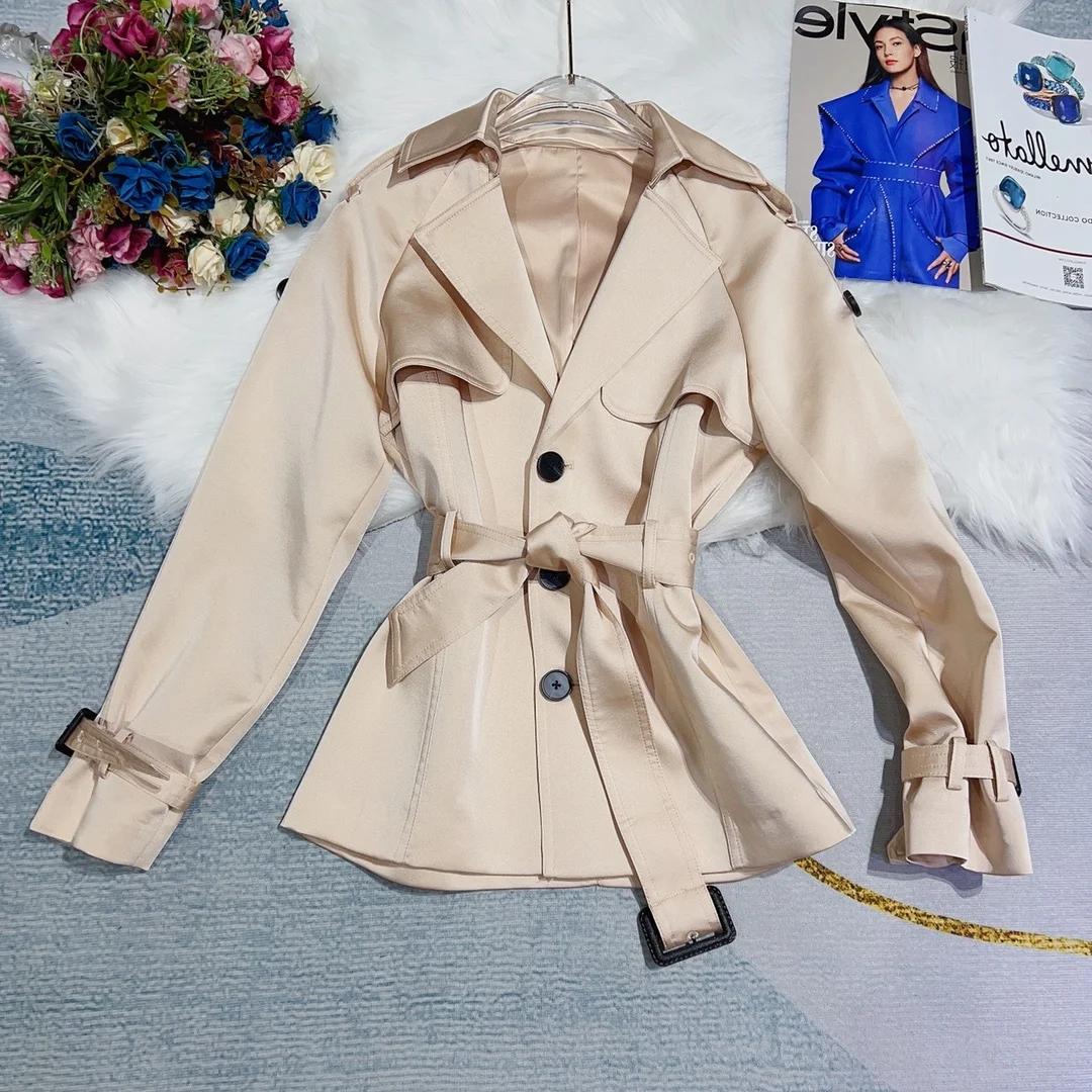 

Winter and 2023 New Autumn Women's Retro British Style Trench Coat 0913