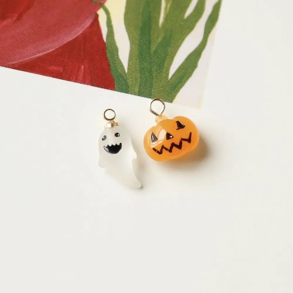 Ghost Cute Necklace Pendant Resin Bracelet Key Chain Charm Pumpkin Pendant Halloween Charms Jewelry Making Gift