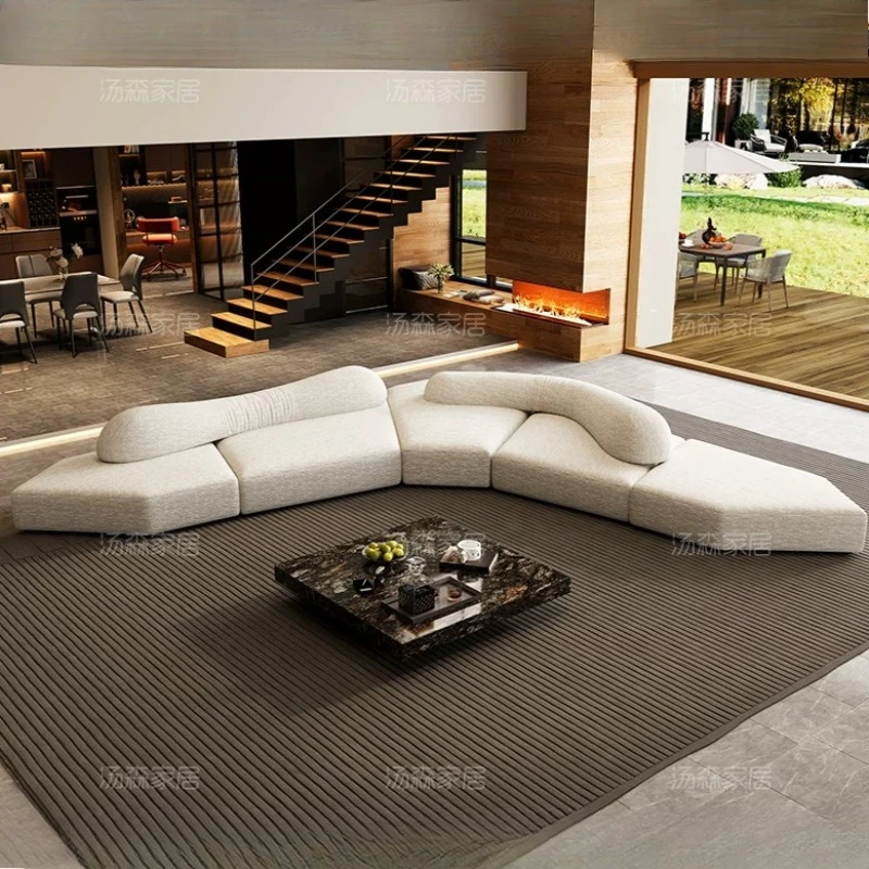 Luxury Home Lazy Sofas Sectional Italian Combination Fabric Corner Couch Large Chaise Lounge Wohnzimmersofas Furniture House
