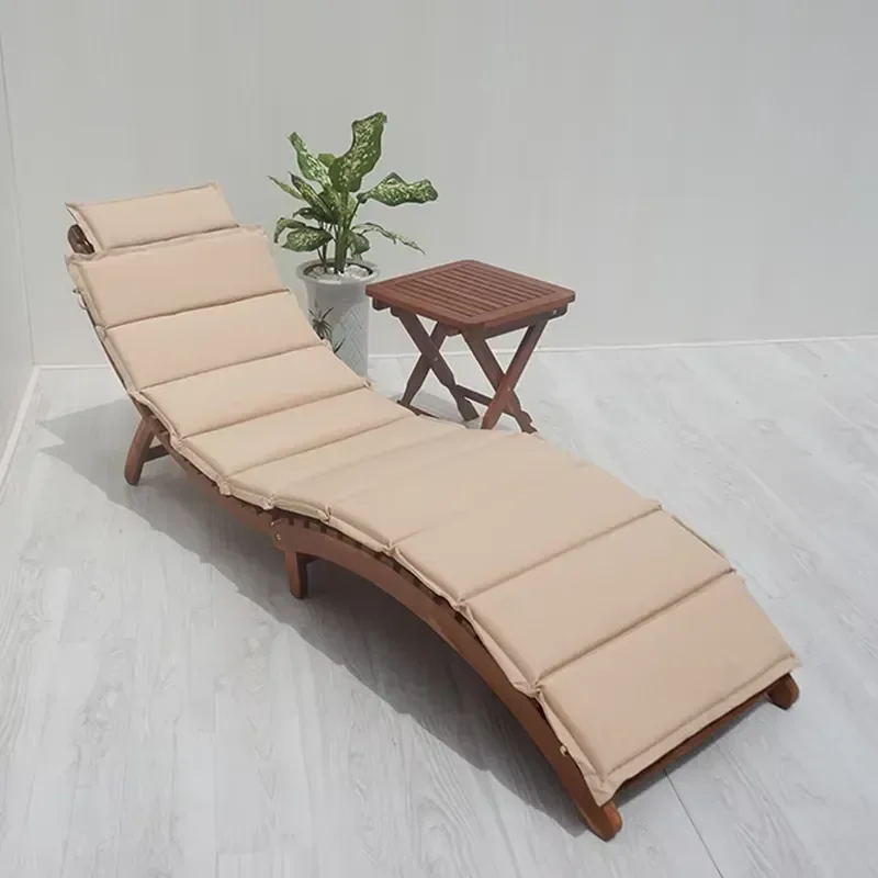 for Outdoor Lounge Chair with Upholstered Seat and Collapsible Headrest for Garden and Swimming Pool Sun Loungers