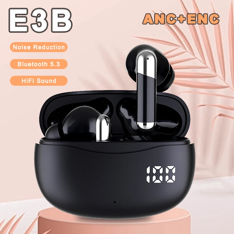 

E3B Bluetooth 5.3 Headphones Noise Reduction Wireless Earbuds In Ear Headset HiFi Sound Sports Earphones Waterproof With Mic