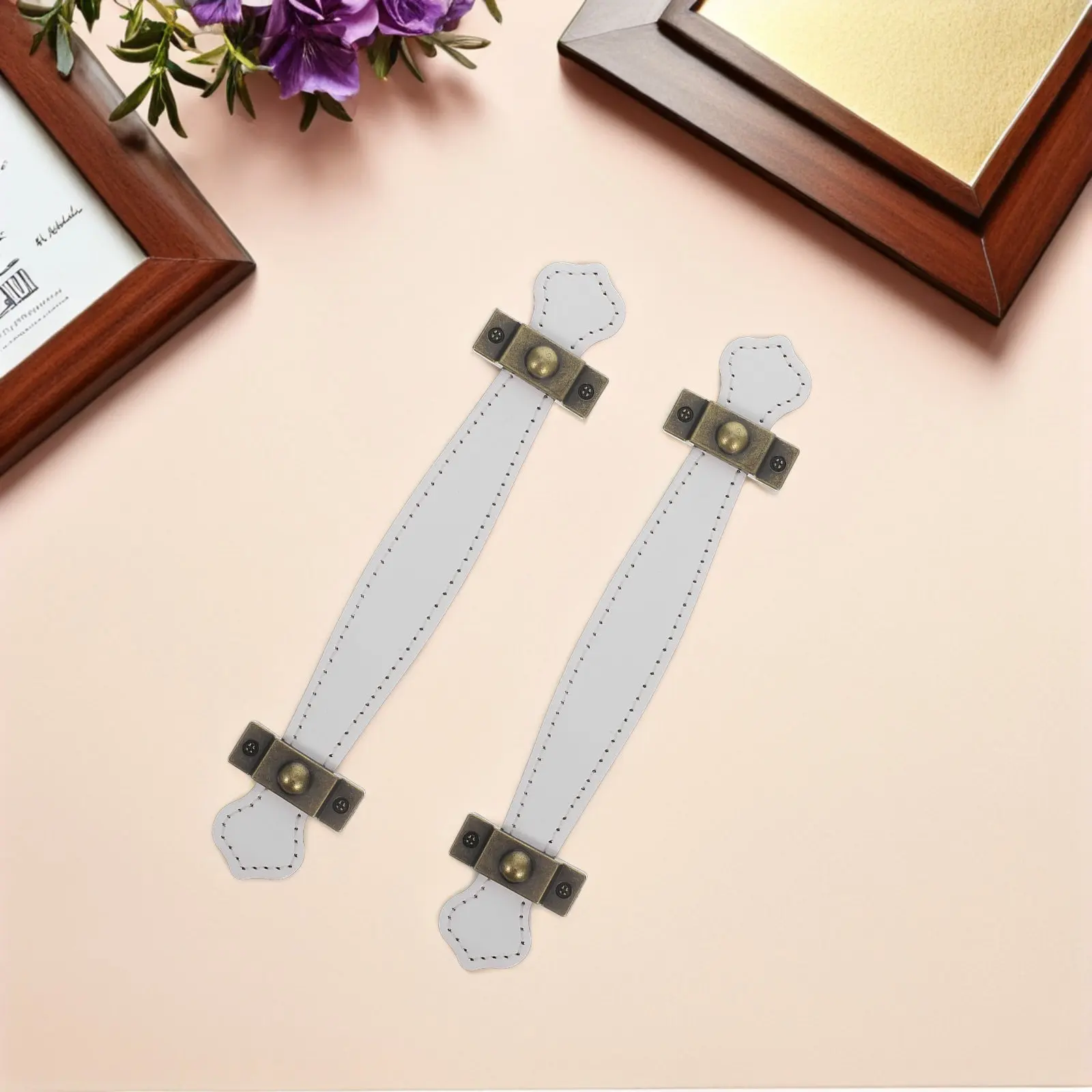 2Pcs Decorative PU Drawer Pulls Zinc Alloy Frame Versatile Cabinet Handles for Dressers Cupboards Wardrobes Luggage
