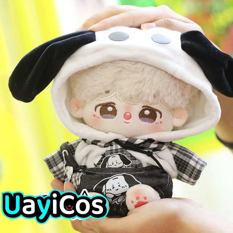 20cm Doll Clothes Cool Handsome Fashion Puppy Hat jumpsuit Strap Pants Outfit  Stuffed Plushie Plush Doll Accessories Anime Toy