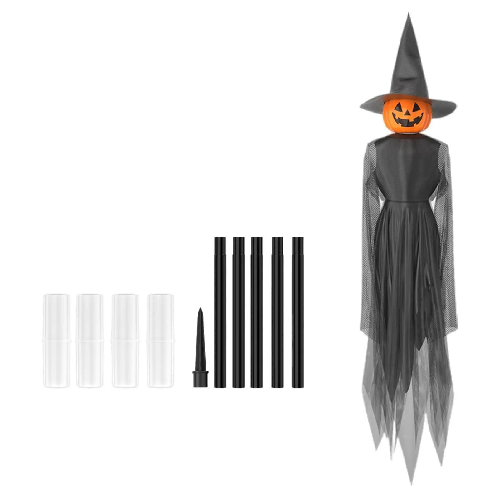 Halloween Pumpkin Witch Decor Creepy Decorative Standing Lighted Pumpkin Witch Decoration for Outdoor Garden Holiday Lawn Party
