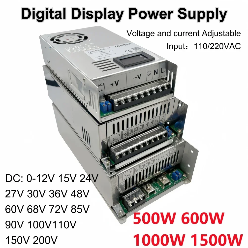 

Adjustable 500W 600W 1000W 1500W Power Supply 0-12V 15V 24V 36V 48V 60V 72V 85V 90V 110V 150V 200V 110/220V Ac To Dc Smps